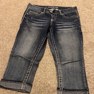 Maurices Washed Dark Blue Cropped Jeans